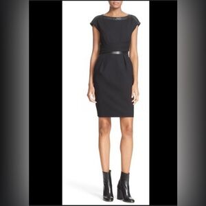 The Kooples Black Sheath Mini Dress with Chic Leather Details